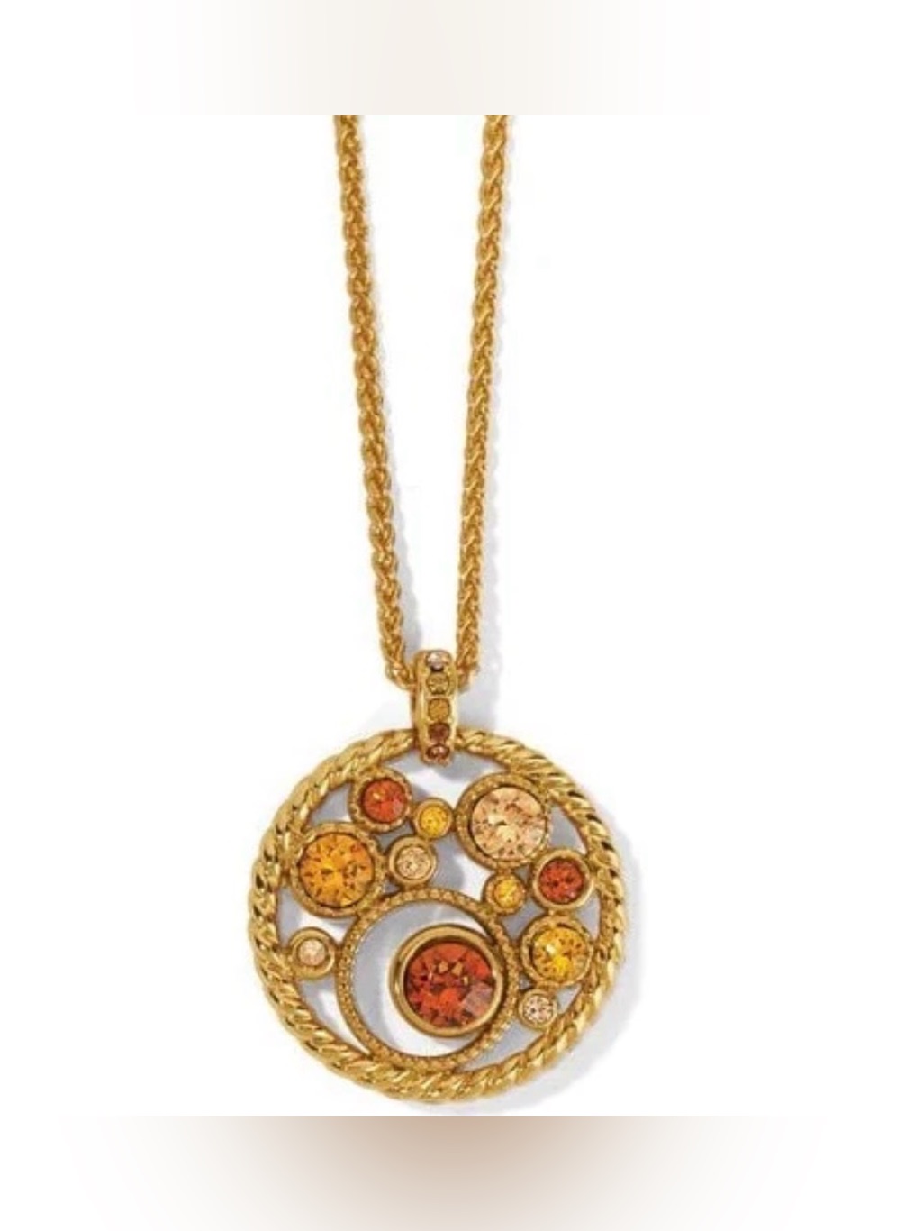 Rare Brighton Vtg Halo Glow Gold Necklace Swarovski Crystal RareRetired